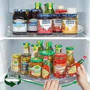 Lazy Susan Turntable Organizer for Refrigerator, 16.54'' Clear Rectangular Fridge Organizer Storage，360° Rotate Rectangle Lazy Susan for Fridge, Cabinet, Pantry, Table，Kitchen, Countertop