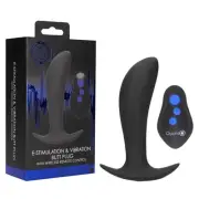 OUCH! e-Stim & Vibrating Butt Plug with Wireless Remote - Black 12.3 cm USB R...