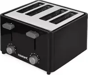 Classic 4 Slice Toaster with Drop down Crumb Tray for Easy Cleaning Black
