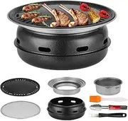 Huaniun Multifunctional Charcoal Barbecue Grill,Household Stainless Steel Grill，Portable Camping Grill Stove,BBQ Stove, Korean Multi-Purpose Barbecue Oven for 2-6 People，（35 * 35 * 14.5）cm