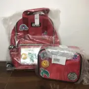 Justice Red Patch Backpack & Lunch Tote, New! Turtle, Rainbow, Smiley, Cherries!