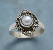 NWT Sundance Catalog Silver “Flourish Pearl Ring” size 9