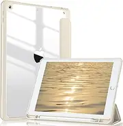 Witzon for iPad 9th Gen Case Cover with Pencil Holder, Auto Wake/Sleep Clear Transparent Back Protective Smart Covers for Apple iPad Case 10.2 Inch 7th 8th 9th Generation (Without Keyboard), Starlight