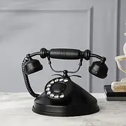Round Black Vintage Style Dummy Telephone Showpiece Display Vintage Phone Retro Antique Telephone Display Old Fashioned Landline Phones for Home Hotel Office Decoration Gift by GES Decor
