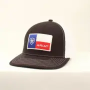 Ariat Mens Hat Baseball Cap Flag Patch Mesh Snap Back Pump Jack Black A300006001