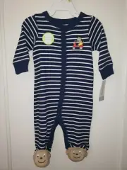 NWT Carters Baby Boy Striped Monkey Pajamas Size 3 Months