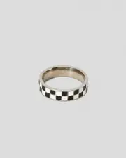 [REPUBLIK] REPUBLIK Men's Checkerboard Ring in Silver Size XL XL Silver