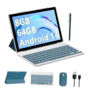 Android 14, 2 in 1 Tablet with Keyboard, 10 inch Tablets, 8GB+64GB/1TB Green