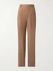 [SAINT LAURENT] SAINT LAURENT - Silk-georgette Straight-leg Pants - Light brown - FR 40 FR 40 Brown