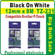 12mm x 8m Brother Black on White Compatible TZ-231 P-Touch Laminated Label Tape