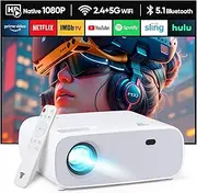 Projector with WiFi Bluetooth, Mini Outdoor/Home Video Projector, Full HD Native 1080P Portable Projector 4K Home Cinema 18000 Lumens, Compatible with iPhone/Android