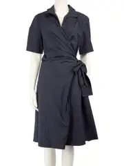 Navy Wrap Midi Dress