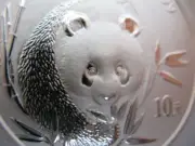 1 TROY OZ. PURE.999 SILVER LOW MINTAGE 2003 10 YUAN PANDA-CHINA COIN+GOLD