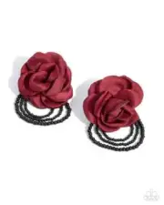Paparazzi Dramatic Dame Red Post Earrings
