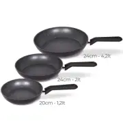 Serenk Excellence Pan Set, 3 Pieces Non Stick Frying Pans, Non Toxic Granite Coo