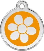 Red Dingo Flower Orange Tag - Lifetime Guarantee - Cat, Dog, Pet ID Tag Engraved