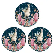 3PK LMD Kangaroo Ceramic Surface Protector Trivet Home Decor Round 25cm Navy
