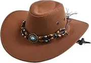 YFVFAGDMKV Vintage Big-Edge Western Cowboy Hats for Men Women Artificial Suede Gentleman Cowgirl Jazz Hat Sombrero Hombre Cap(2)