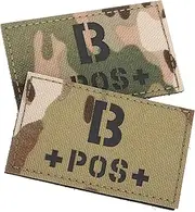jojofuny 2Pcs Camouflage Hook and Loop Blood Type Patch Durable Reflective Identification Badge for Uniforms Easy Attachment for Emergency Situations Blood Type