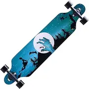 Sports Complete Longboard, ABEC-9 Chrome Steel Bearing 42-inch 9-Layer Maple Night Pattern Skateboard Suitable for Young Adults