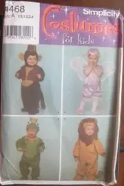 Simplicity Sewing Pattern 4468 Toddler Child Monkey Lion Frog Costume Size 1/2-4