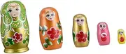 Vaguelly Natural Wood Russian Nesting Dolls 5 Sizes Safe Paint Decorative Toys Perfect Present Color