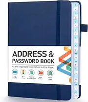 Address Book, Address and Password Keeper Book with Alphabetical Tabs, Hardcover Address Organizer Record 5.3" x 7.7"