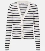[Veronica Beard] Veronica Beard Solene striped cashmere cardigan AU 14 white