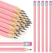 Tinlade 50 Pcs Triangular Grip Pencils Wood Wedding Pencils HB Graphite Pencil Pack Eraser for Back to School Drawing Sketching Bridal Shower Office Supplies(Pink)