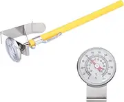 uxcell Bimetal Thermometer with 5in Stainless Steel Stem & 1in Dial, -10-110°C Temperature Range, Shatterproof Plastic Lens with Yellow Sheath- Industrial Grade
