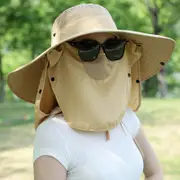 GGP Yellow Wide Brim Sun Protection Hat With Face Shield Adjustable For Ultimate Uv Protection