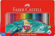 Faber-Castell Watercolour Pencils, Tin of 36 plus brush and sharpener, (16-115931)