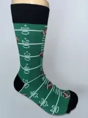SOCK IT TO ME GREEN FOOTBALL FIELD CREW LENGTH NOVELTY SOCKS TOUCHDOWN