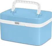 Cypress Sunrise - Blue Medicine Lock Box - Childproof Prescription Bottle Organiser - 4 Digit Custom Code - Medicine Cabinet - Separate Compartments - Storage Lockbox
