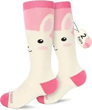 [Findway] Children's Ski Socks, High Performance Warm Soft Thermal Socks for Boys and Girls, 2 Pairs Pack OTC Non-Slip Cardboard Winter Socks for Skiing, Snowboarding, Snowshoeing, Hiking