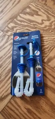 Pepsi Modern Logo Soda Straws Pop Bottle Topper Caps 2 Lids - No Bugs No Spills