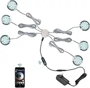 CRISETEK - Bluetooth Puck Lights, Smart Control, Touch Dimmable Switch, Shelf Lighting, 12V DC Adapter, 6 Pack (Cool White, Per App)