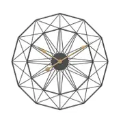 Simple Home Retro Living Room Iron Wall Clock Round Decorative Clock Metal Mute Clock-Black
