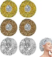 RTRTGS 6 Pieces Aluminium Heat Cap, Aluminium Foil Cap for Perm, Aluminium Deep Conditioning Heat Cap, Drying Hood for Hair, Salon Hair Cap, Nourishing Waterproof