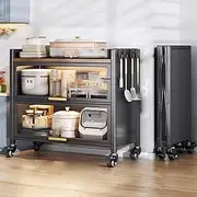 Kitchen Standing Baker's Rack with Flip Door Cabinet,Kitchen Storage Cabinet with Rolling Wheels, Microwave Stand Kitchen Buffet Sideboard for Spices, Dishes, Pots, Pans (Size : 62x37.5x83cm)