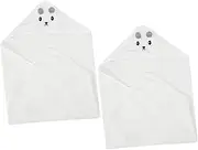 Toyvian 2pcs Hooded Towel Bath Towel Hooded Towels Purple Towel Absorbent Bath Swaddle Washcloths Sops Bathing Newborn Beach Towel White Coral Fleece