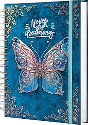 Spiral Notebook Journal-College Ruled Journal for Writing-B5 3D Butterfly Hardcover Notebooks -Writing Journal for Women-with Elastic Closure Band, 192 Pages Lined Paper for School, Office, Home