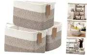 Baskets for Organizing, Woven Storage Baskets for Shelves, Baby White Brown
