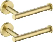 Bathroom Toilet Paper Holder 2 Pack SUS304 Stainless Steel Rustproof Toilet Roll Holder Dispenser Wall Mount Brushed Brass, A2175S12-BZ-P2
