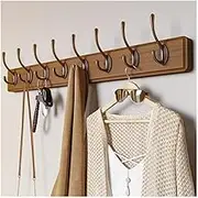 Coat Rack Wall Mount Rustic Wall Mounted Coat Rack, Solid Wood Coat Hook Hanger - 8 Hooks for Hanging Clothes Robes Towels Coats Wall Coat Hooks
