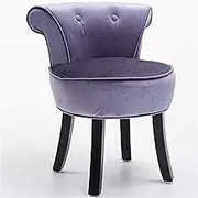 Footstool Dressing Table Dressing Table Makeup Dressing Table Low Back Chair Bedroom Chair Black Wooden Legs 44 * 32 * 60cm (Color : Purple)