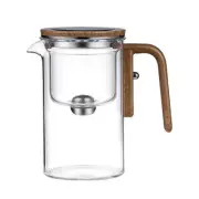Water Separation Glass Teapot With Wooden Handle Magical Teapot With Infuser