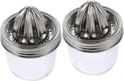 2pcs Stainless Steel Citrus Juicer with Jar Design Manual Hand Press Juicer for Home Use Elegant Jars for Effortless Lemon and Orange Juice Extraction