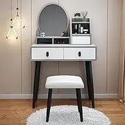 Stylish and Modern Makeup Vanity Desk with Chair and Storage Cabinet HighDefinition Vanity Mirror Dual Drawers Compact Design for Small Spaces or Bedroom White(Gray,B-31.5IN)