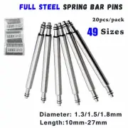 20pcs D1.3 1.5 1.8mm Stainless Steel Watch Strap Spring Bar 10-27mm Release Pins